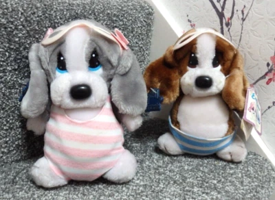 £10 • Buy Original 1988 Applause Sad Sam And Honey 'Swimmer' Dog Plushes
