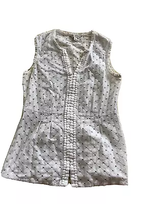 Banana Republic White Eyelet Sleeveless Cotton Tank Top Blouse Femme Pretty Sz 6 • $15