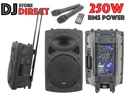 QTX QR15PA Portable Rechargeable PA System + Wireless Microphones USB SD & MP3  • £309