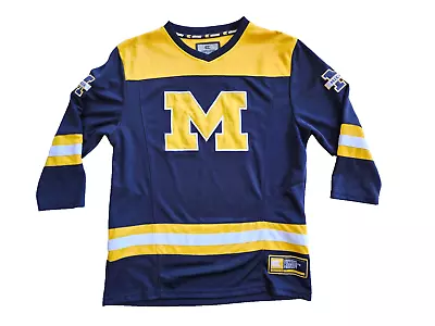 Michigan Wolverines Jersey Youth Size Large 16-18 Hockey Colosseum Blue Yellow • $49.99