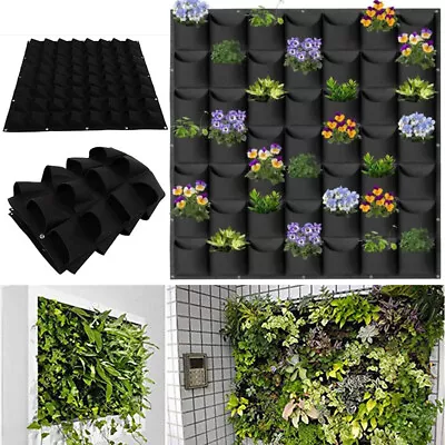 49 Pockets Wall Hanging Planting Bags Plant Herb Grow Bag Planter Outdoor Garden • £11.99