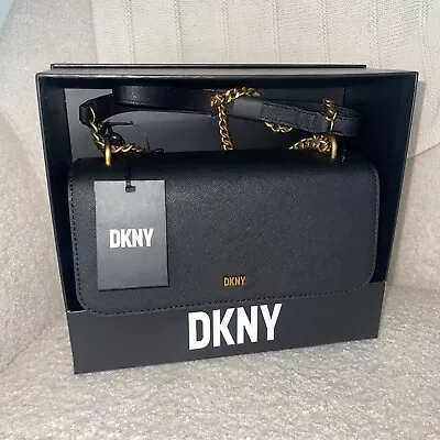 DKNY Sina Black Leather Crossbody Shoulder Bag BNWT Presentation Box • £60