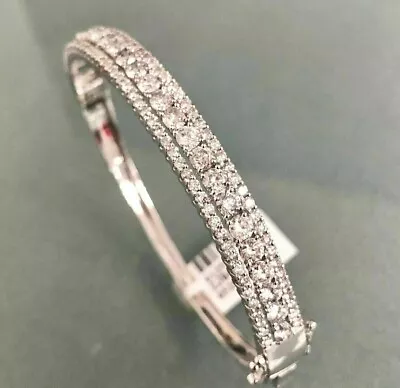 7Ct Round Cut Diamond Lab Created Women Bangle Bracelet 14K White Gold Finish • $119.99