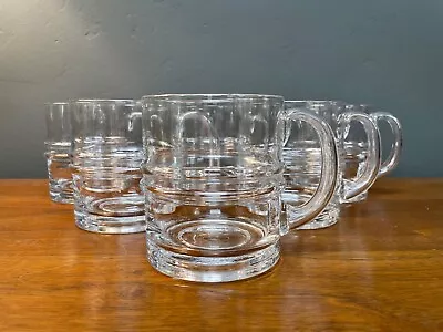 Vintage Set Of (6) Iittala  Pisararengas  Large Ripple Beer Mugs Glasses Finland • $295