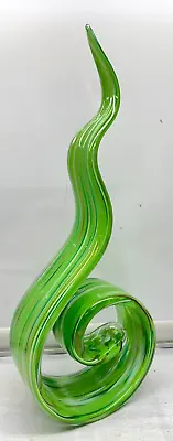 Bright Green Twisted Wavy Abstract Art Glass Figurine 11   Murano Design New HGT • $33.84