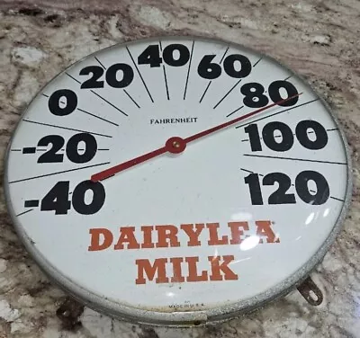 Vintage Antique Dairylea Milk Thermometer Sign Farm Animal Feed Seed Grain Silo • $155