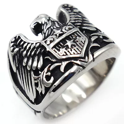 United States Eagle Ring Stainless Steel Star-Spangled Flag Men's Ring Size 7-13 • $11.98