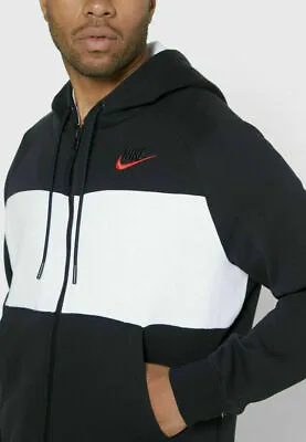 $44.33 • Buy Nike NSW Air Full-Zip Fleece Hoodie DB5064 011 Black/Red-White New Men's Size L