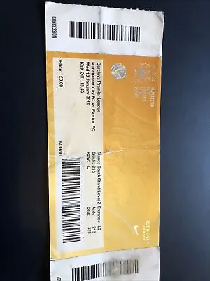 Manchester City V Everton League 13th Jan 2016..Match Ticket • £1