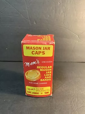 New Old Stock   Mom's Mason Jar Caps Box Of  12 Jar Lids And Bands • $7