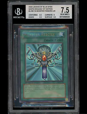 Yugioh 1st Edition Lob-118 Monster Reborn Ultra Rare Bgs 7.5 Near Mint + • $349.99