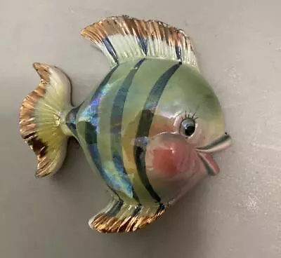 Vintage Bradley Iridescent Fish  Mermaid Wall Pocket Japan • $65