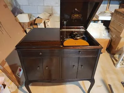 Antique 1922 Victor Victrola Phonograph In Mahogany Cabinet W/Records • $620