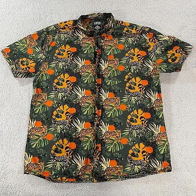 Super Massive Shirt Mens XL Button Down Short Sleeve Jungle Tigers Tropical • $14.99