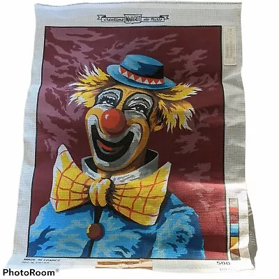 Vintage Creation Margot DeParis Tapestry Needlepoint Canvas Clown Circus Crafts • $60