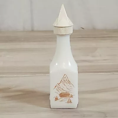 White Milk Glass Liqour  Bottle  Miniature Matterhorn Alps Scene Collectible • $9.95