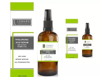 $82.95 • Buy 3 X Pure 100% Hyaluronic Acid Serum + Vitamin C  100ml With Serum Pump