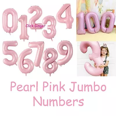 Pink Pearl Jumbo Foil Number Balloon Light Pastel Pink Number Helium Quality • $3.85