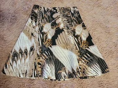 Milano Women's Flare Skirt Brown And White Feathers New Size Medium Sf32 • $6