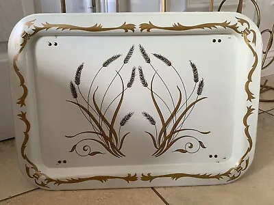 Retro/Mid Century/Cottage Core Wheat Metal Tin Folding TV Tray Breakfast In Bed • $15.95