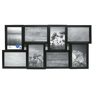 8-Opening 4x6 In. Linear Black Collage Picture Frame Black Injection Plastic • $13.97