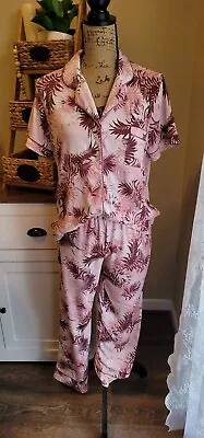 NWT Nicole Miller 2pc PJ Set Pink Top & Pants Lounge Pajama Set  Size Large • $18