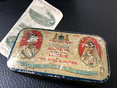 £9.99 • Buy Small Antique Rowntrees Tin 1908 Souvenir Of The Royal Visit To Leeds