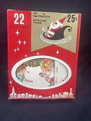 Vintage 22 Dennison Unused Strung Christmas Tags Complete In Box. • $24.99