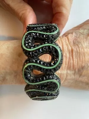 Sale Matthew Campbell Laurenza Mcl Garter Snake Cuff  Green/black- 556 Sapphires • $2950