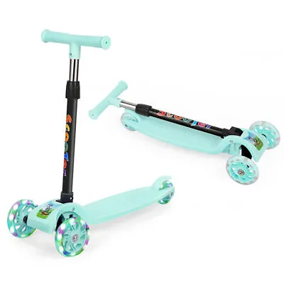 3 Wheel Kick LED Scooter 4 Adjustable Height T-bar For Toddler Kids Boys Girls • $17.79