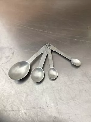 Vintage Aluminum Metal Nesting Round Measuring Spoon Set - On Ring Set Of Four • $10.25