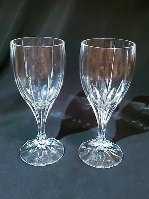 Pair (2) MIKASA BERKELEY Crystal 7 1/4” Vertical Cut Water/Wine Glasses - EXC • $24