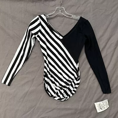 Vintage Speedo Leotard Bodysuit NOS Black & White Stripes Adult Large • $54