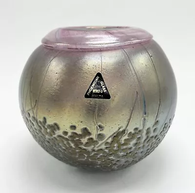 Phoenician Malta Iridescent Art Glass Globe Vase Speckled Glass Bowl 6  • $74.99