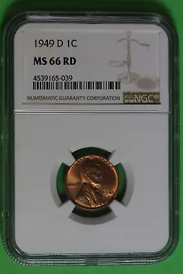$57 • Buy 1949-D Red Lincoln Wheat Cent NGC MS66RD #B36474
