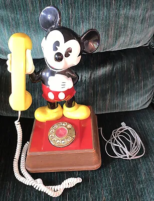 Vintage Disney Standing Mickey Mouse Rotary Dial Telephone 70s Collectible Works • $109.99