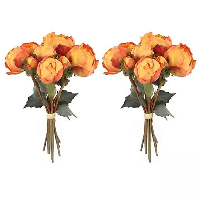 Artificial Peonies Flowers 2 Bouquets Vintage Peonies 18pcs Orange Peonies Wi... • $34.58