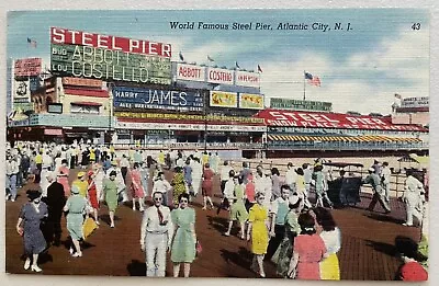 World Famous Steel Pier Atlantic City New Jersey NJ Linen Postcard Vintage • $2.99