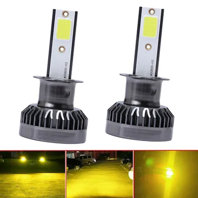 Mini H3 LED Car Headlight Fog Light Bulb DRL 110W 22000LM 3000K Golden Yellow • $9.48