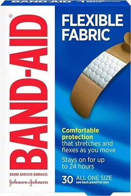 Band-Aid Flexible Fabric Adhesive Bandages First Aid One Size Fits All 30 Ct. • $3.99