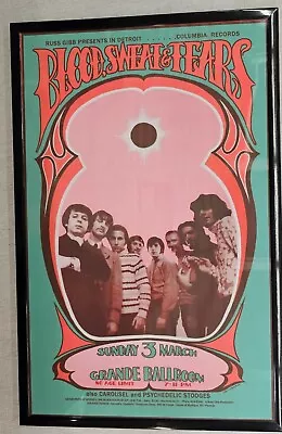 Blood Sweat & Tears Grande Ballroom Detroit 1968 Concert Poster 11 X 17 Framed • $21.99