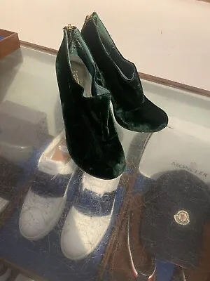 Womens Topshop Bottle Green Velvet Shoes  Size 3 • £5