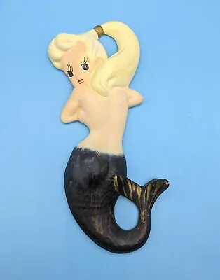 Vintage Chalkware Blonde  Mermaid Wall Plaque Pinup - REPAIRED • $49