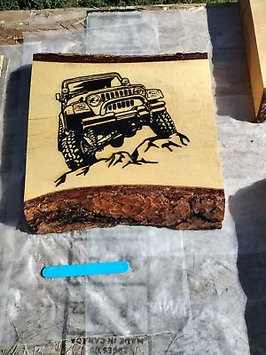 Solar Pyrography Wood Burning Jeep Wrangler TJ Art Rustic  • $170