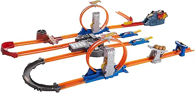 $61.57 • Buy Hot Wheels Racing Cars Race Track Set + 2 Motorized Booster For Boys Gift