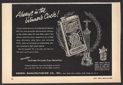 Marvel Mystery Oil Print Ad August 1951 Marvel Glass Oiler Emerol Manufacturing • $4.95