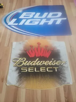  2 Large Bud Light Beer And Budwesier Select Metal Tin Sign 46  • $85
