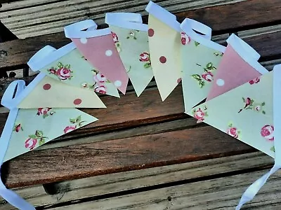 2m Rose And Spot  Clarke Oilcloth Mini ( 5 X 5 Inch )  Bunting By Pretty Bunting • £5