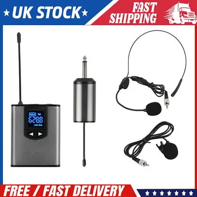 Wireless Microphone System Lapel Lavalier Mic Headset Transmitter Receiver UK • £32.55