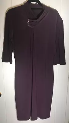 Frank Lyman Purple Dress With Metallic Broach Adornment.  Size UK16 • £17.95